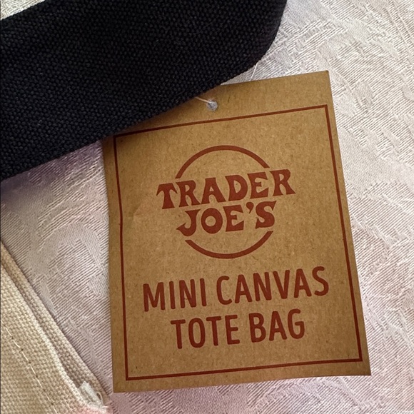 Trader Joe’s Mini Logo Tote Navy Blue Small Grocery Shopping Bag Canvas - Picture 3 of 7